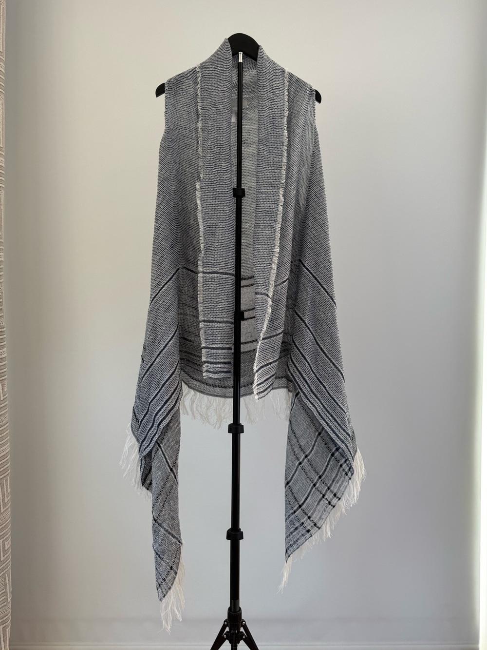 Rag & Bone linen blend blue white striped shawl or vest
